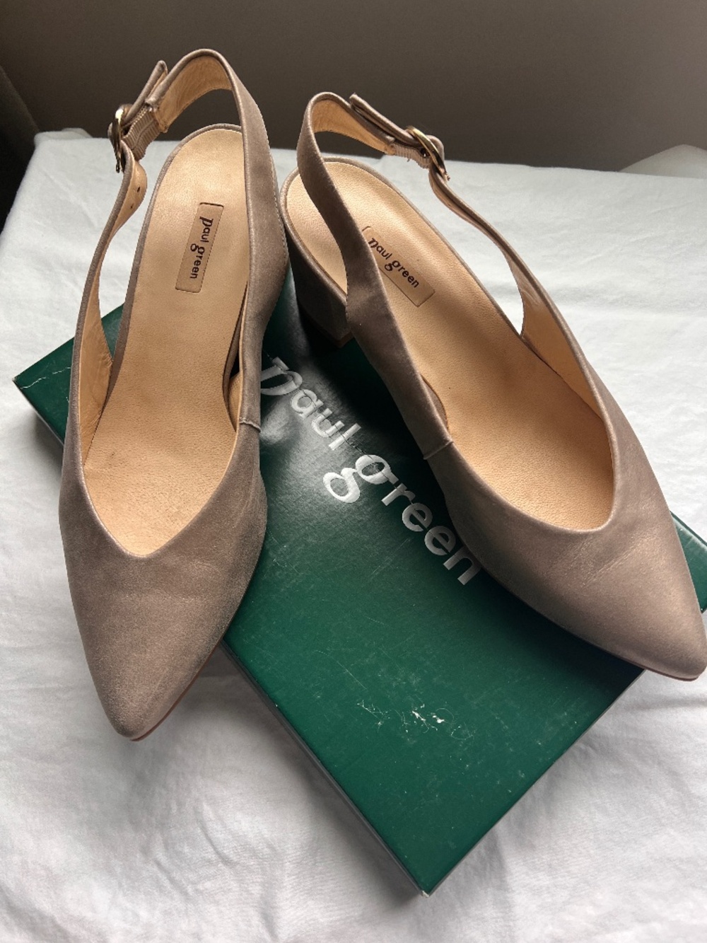 Paul Green Brittany Heel Slingback Champagne Metal